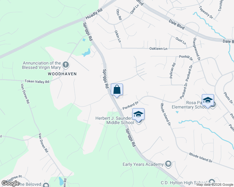 map of restaurants, bars, coffee shops, grocery stores, and more near 13501 Spriggs Road in Manassas