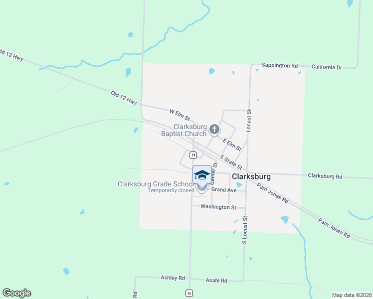 map of restaurants, bars, coffee shops, grocery stores, and more near 201 Academy Street in Clarksburg