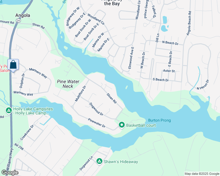 map of restaurants, bars, coffee shops, grocery stores, and more near 1 Waterside Drive in Harbeson