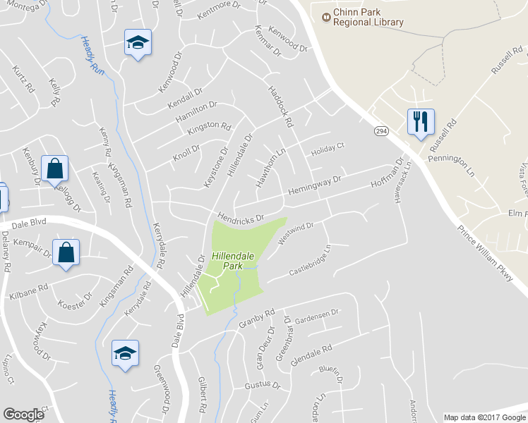 map of restaurants, bars, coffee shops, grocery stores, and more near 4415 Hendricks Drive in Woodbridge