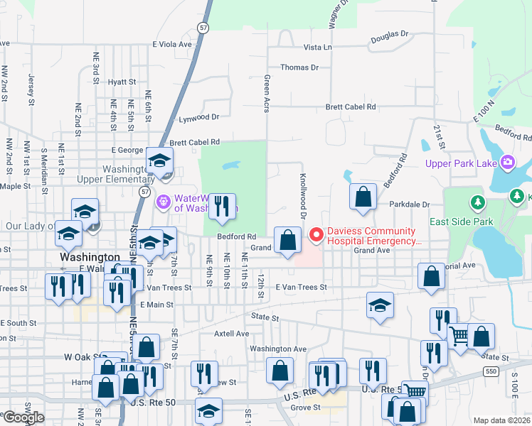 map of restaurants, bars, coffee shops, grocery stores, and more near 420 Northeast 12th Street in Washington