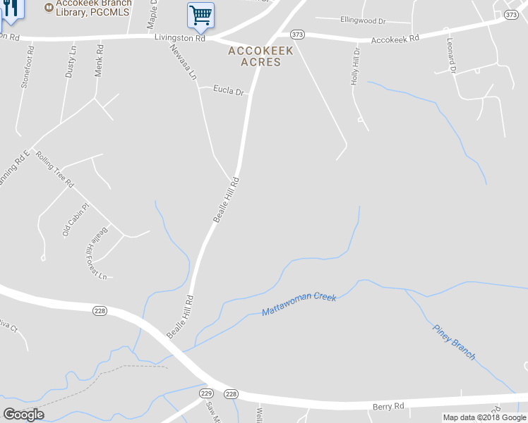 map of restaurants, bars, coffee shops, grocery stores, and more near 16600 Bealle Hill Road in Waldorf