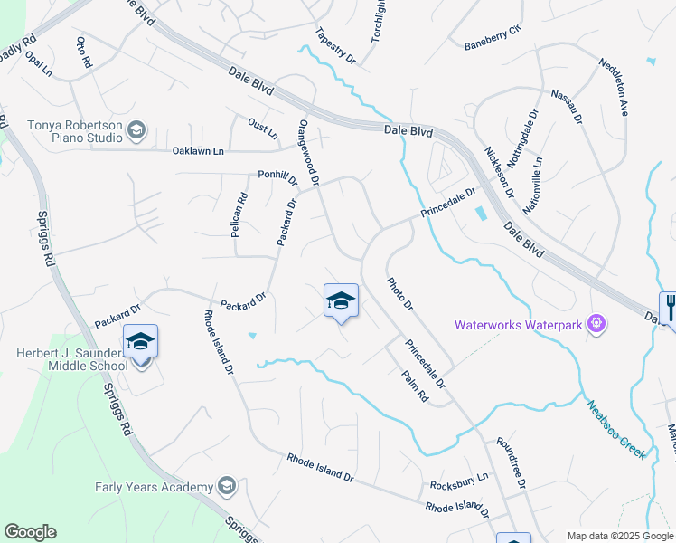 map of restaurants, bars, coffee shops, grocery stores, and more near 13515 Pamela Court in Woodbridge