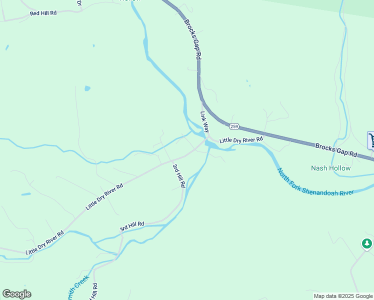 map of restaurants, bars, coffee shops, grocery stores, and more near 13398 Little Dry River Road in Fulks Run