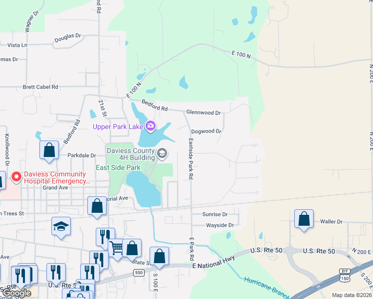 map of restaurants, bars, coffee shops, grocery stores, and more near 200-298 Eastside Park Road in Washington