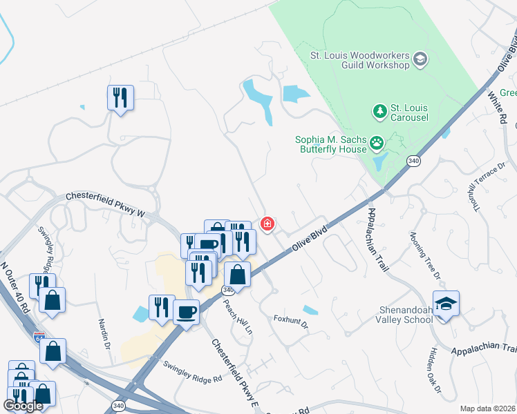 map of restaurants, bars, coffee shops, grocery stores, and more near 859 Wellesley Terrace Lane in Chesterfield