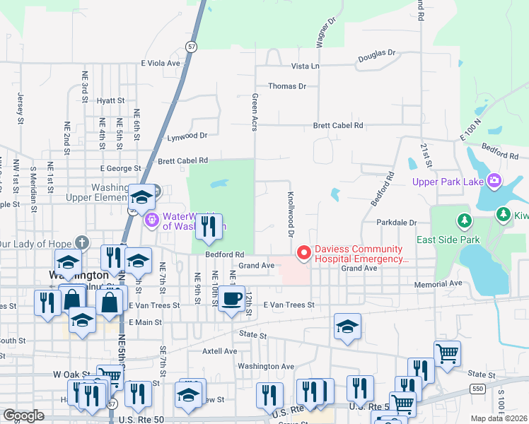 map of restaurants, bars, coffee shops, grocery stores, and more near 420-672 Northeast 12th Street in Washington