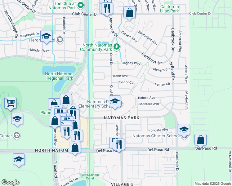 map of restaurants, bars, coffee shops, grocery stores, and more near 1947 Delafield Way in Sacramento