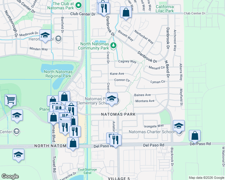 map of restaurants, bars, coffee shops, grocery stores, and more near 1947 Delafield Way in Sacramento