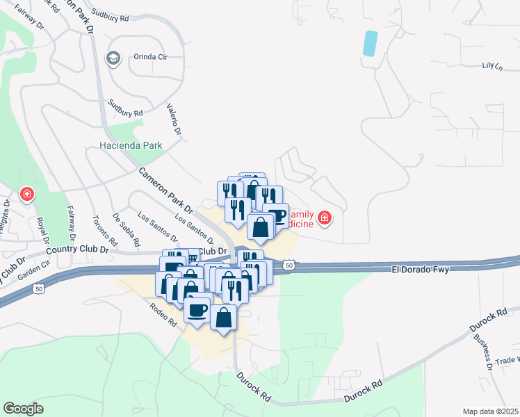 map of restaurants, bars, coffee shops, grocery stores, and more near 3437 Palmer Drive in Shingle Springs