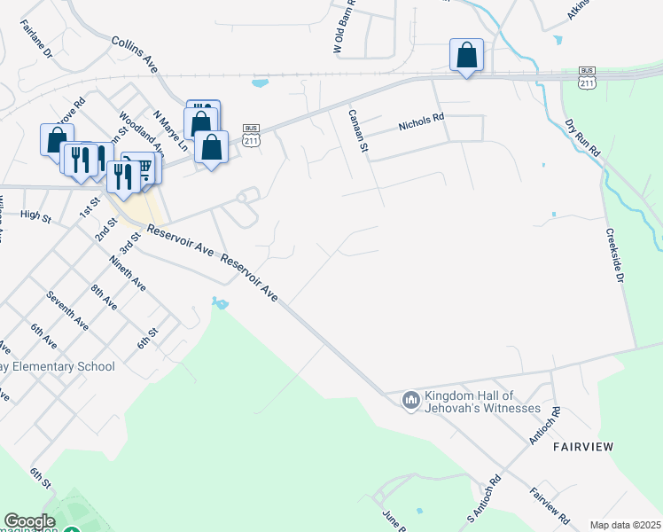 map of restaurants, bars, coffee shops, grocery stores, and more near 14 Meadow Lane in Luray