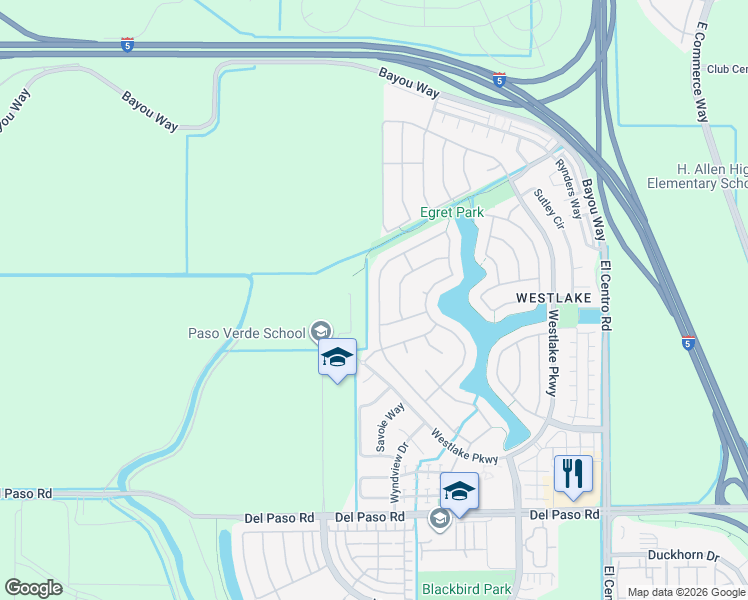 map of restaurants, bars, coffee shops, grocery stores, and more near 341 Hawkcrest Circle in Sacramento