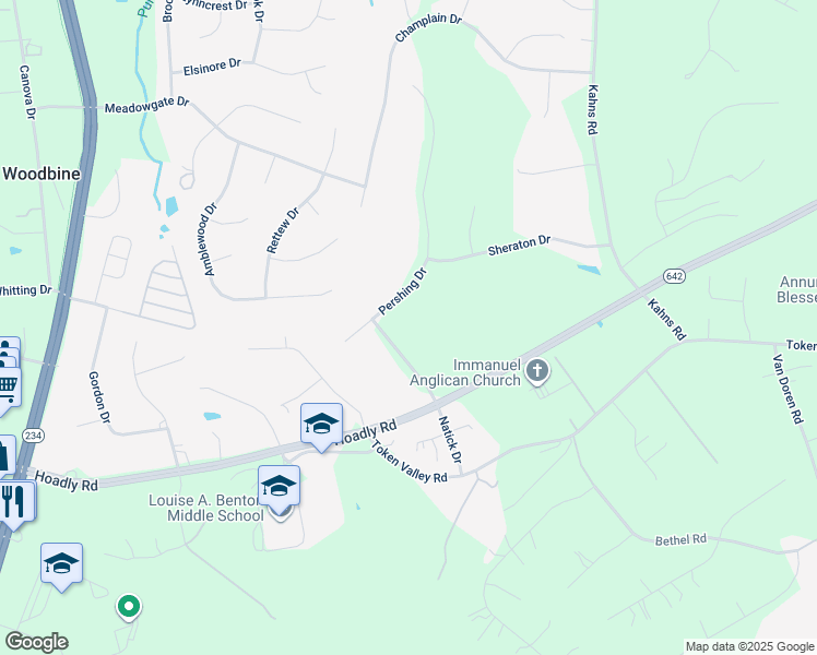 map of restaurants, bars, coffee shops, grocery stores, and more near 13453 Natick Drive in Manassas