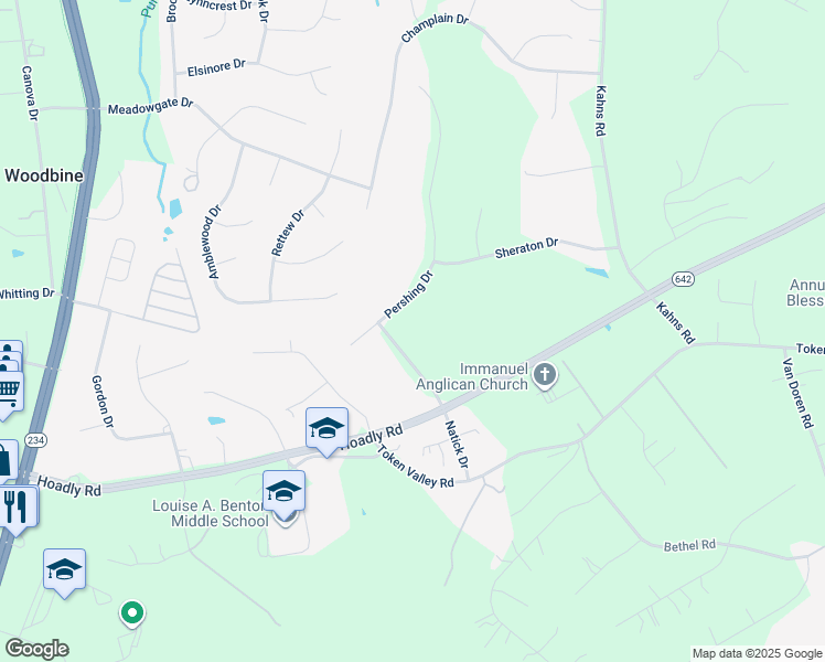 map of restaurants, bars, coffee shops, grocery stores, and more near 13453 Natick Drive in Manassas