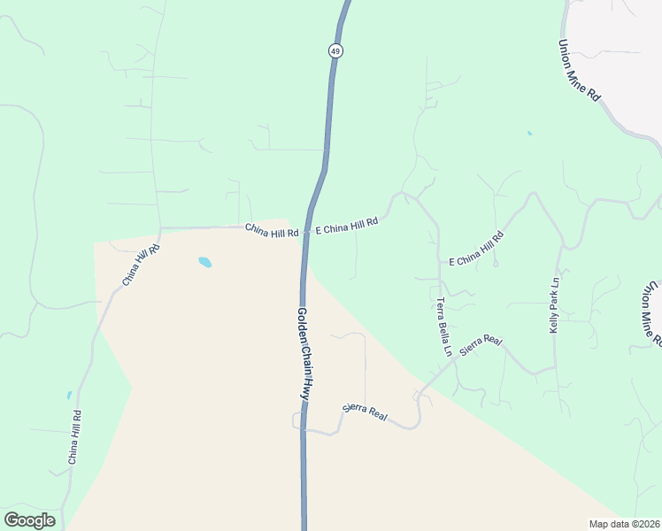 map of restaurants, bars, coffee shops, grocery stores, and more near 5201 China Hill Road in El Dorado County
