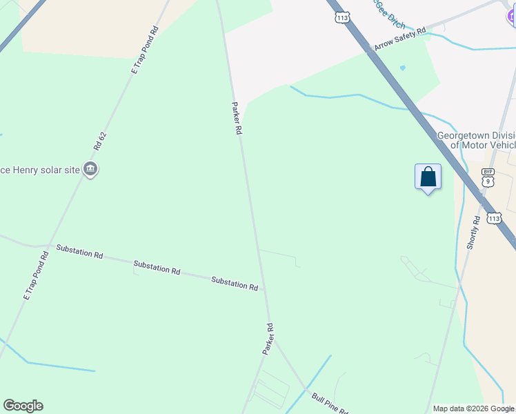 map of restaurants, bars, coffee shops, grocery stores, and more near 23054-23372 Parker Road in Georgetown