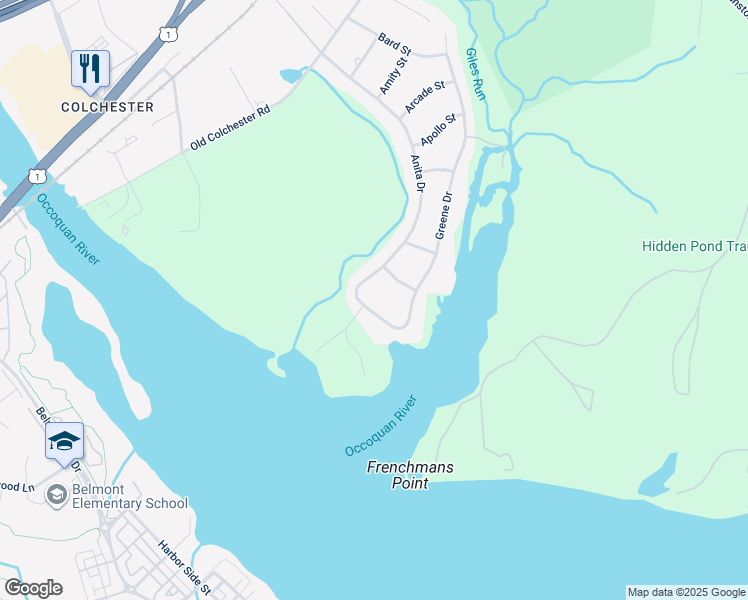 map of restaurants, bars, coffee shops, grocery stores, and more near 10842 Greene Drive in Lorton