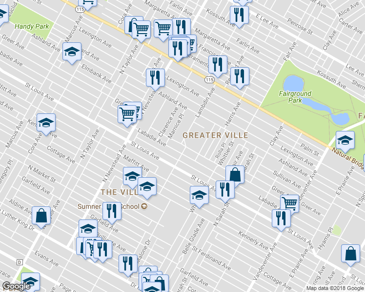 map of restaurants, bars, coffee shops, grocery stores, and more near 3015 Lambdin Avenue in St. Louis