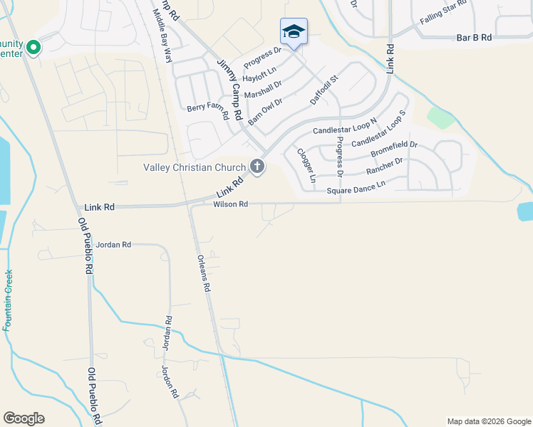 map of restaurants, bars, coffee shops, grocery stores, and more near 7875 Wilson Road in Fountain