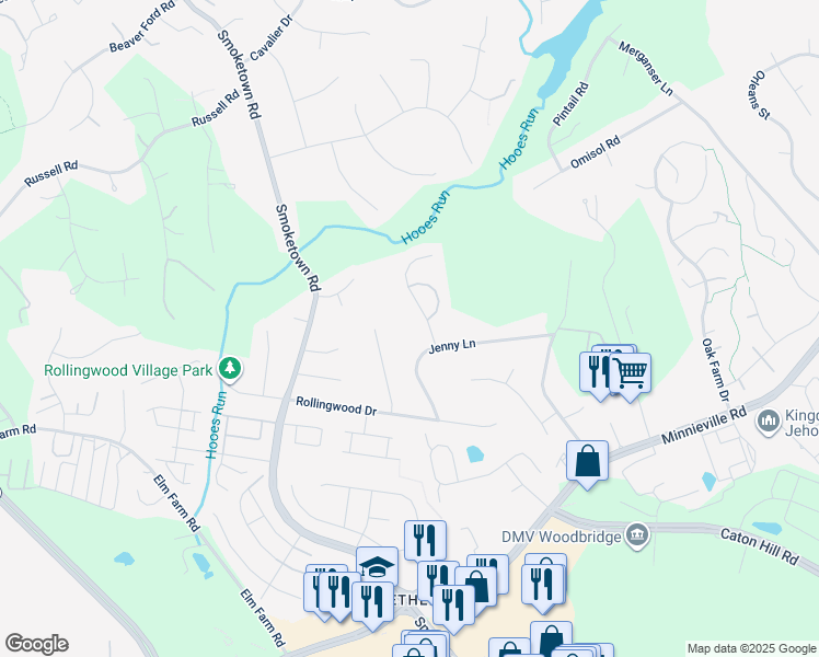 map of restaurants, bars, coffee shops, grocery stores, and more near 13436 Christopher Place in Woodbridge