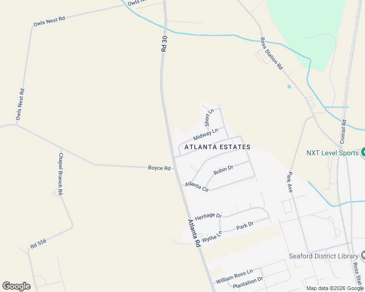 map of restaurants, bars, coffee shops, grocery stores, and more near 917 Midway Lane in Seaford