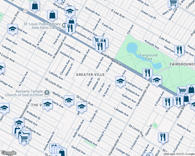 map of restaurants, bars, coffee shops, grocery stores, and more near in St. Louis