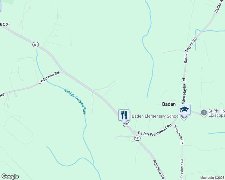 map of restaurants, bars, coffee shops, grocery stores, and more near 16504 Brandywine Road in Brandywine