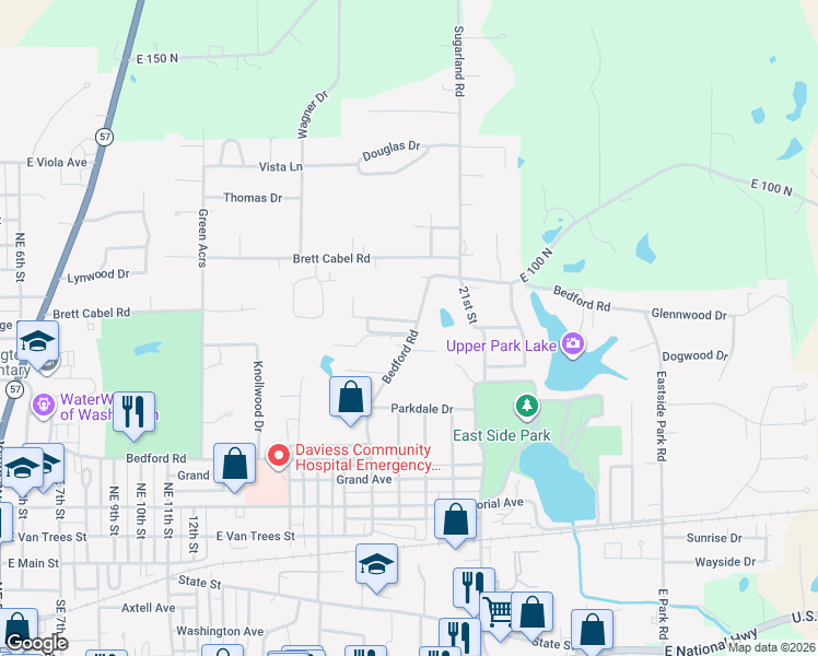 map of restaurants, bars, coffee shops, grocery stores, and more near 1 Terrace Park Drive in Washington