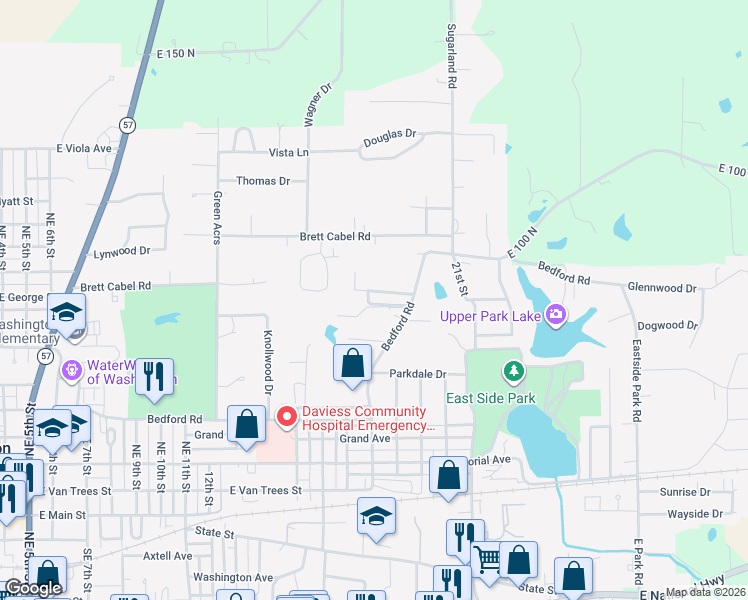 map of restaurants, bars, coffee shops, grocery stores, and more near 9 Terrace Park Drive in Washington