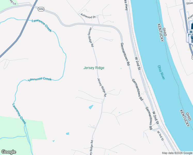 map of restaurants, bars, coffee shops, grocery stores, and more near 938 Jersey Ridge Road in Maysville