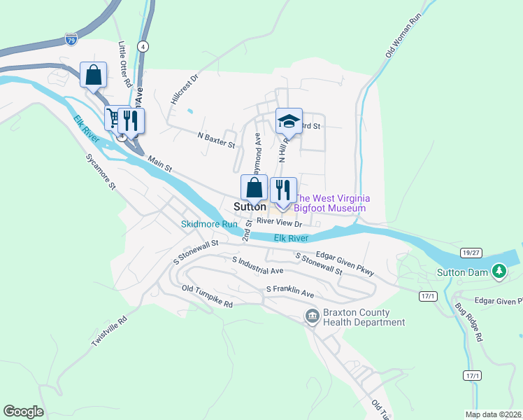 map of restaurants, bars, coffee shops, grocery stores, and more near in Sutton