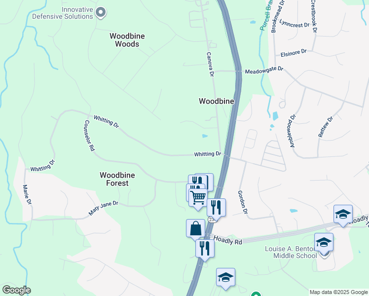 map of restaurants, bars, coffee shops, grocery stores, and more near 8004 Whitting Drive in Manassas
