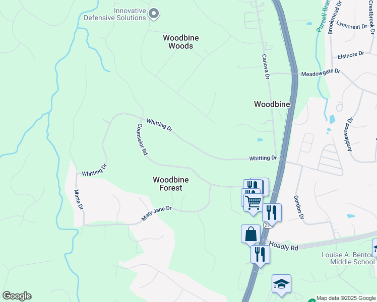 map of restaurants, bars, coffee shops, grocery stores, and more near 8025 Whitting Drive in Manassas