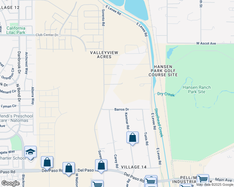 map of restaurants, bars, coffee shops, grocery stores, and more near 5310 Sorento Road in Sacramento