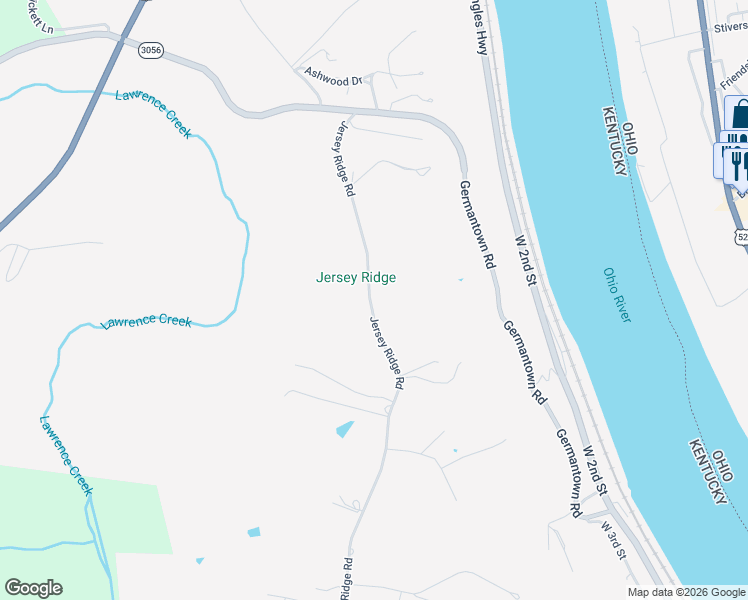 map of restaurants, bars, coffee shops, grocery stores, and more near 938 Jersey Ridge Road in Maysville