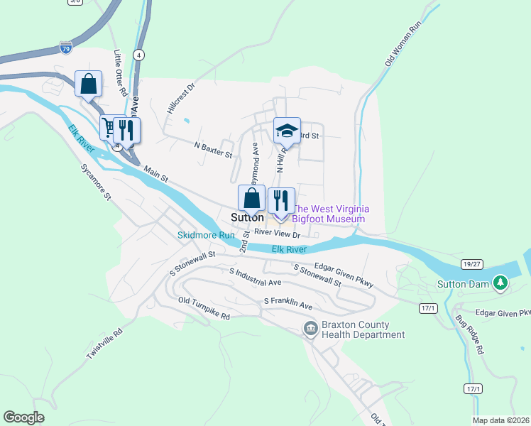 map of restaurants, bars, coffee shops, grocery stores, and more near 274-298 North Morrison Avenue in Sutton