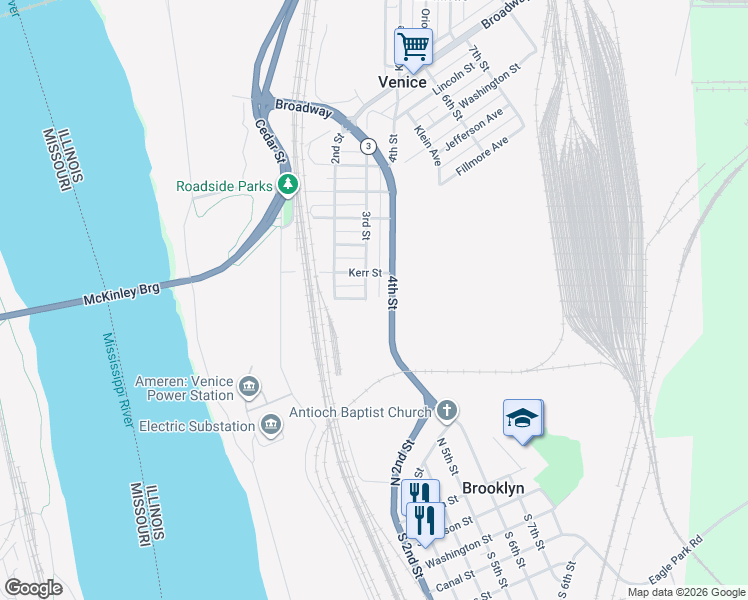 map of restaurants, bars, coffee shops, grocery stores, and more near 512 3rd Street in Venice