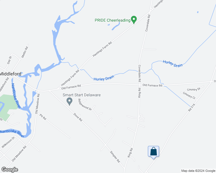 map of restaurants, bars, coffee shops, grocery stores, and more near 10932 Old Furnace Road in Seaford