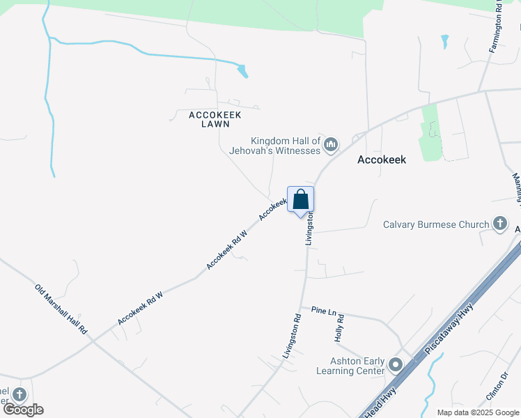 map of restaurants, bars, coffee shops, grocery stores, and more near 1701 Accokeek Road West in Accokeek
