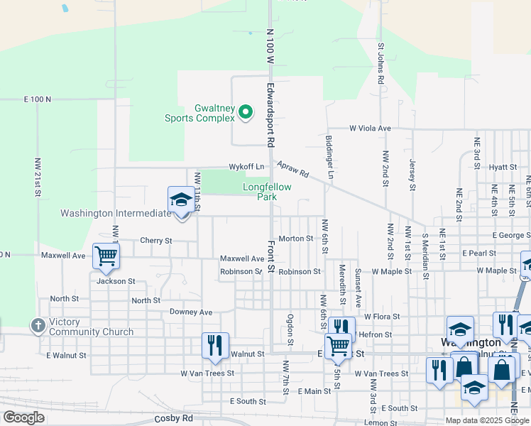 map of restaurants, bars, coffee shops, grocery stores, and more near 800-898 Front Street in Washington