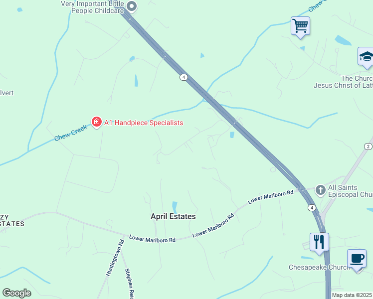 map of restaurants, bars, coffee shops, grocery stores, and more near 920 Caravan Trail in Owings