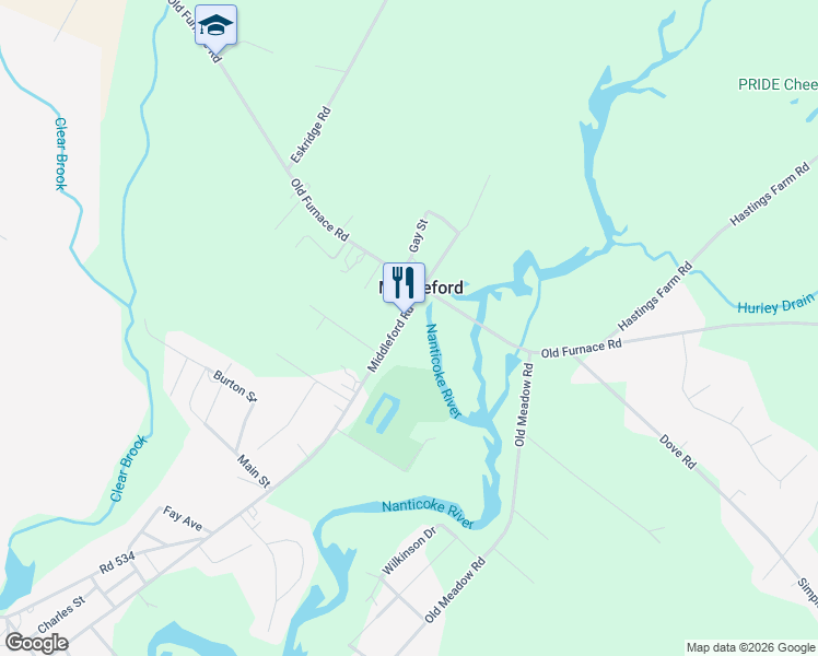 map of restaurants, bars, coffee shops, grocery stores, and more near 10066 Middleford Road in Seaford