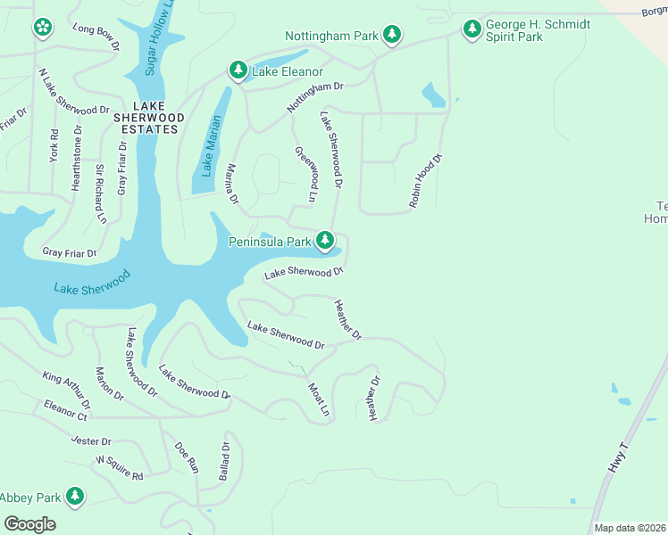 map of restaurants, bars, coffee shops, grocery stores, and more near 1348 Lake Sherwood Drive in Marthasville