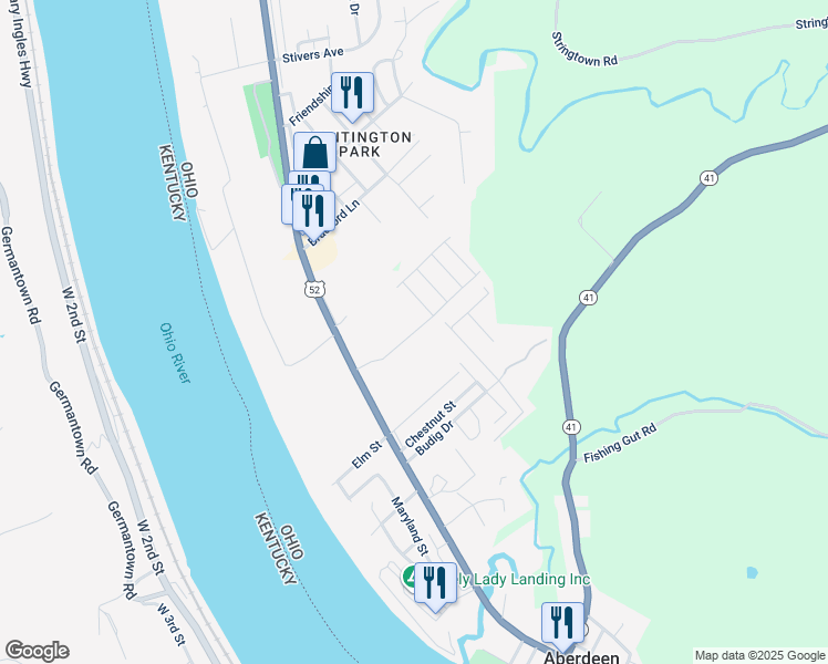map of restaurants, bars, coffee shops, grocery stores, and more near 100 Bramel Drive in Aberdeen