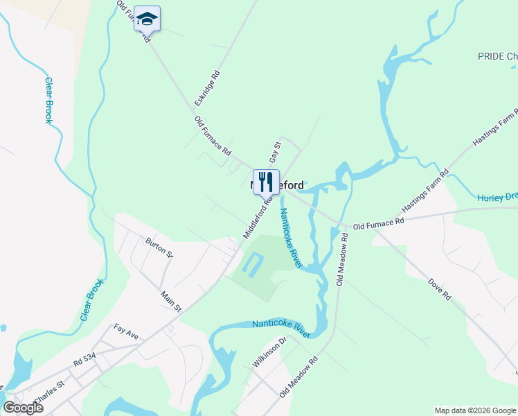 map of restaurants, bars, coffee shops, grocery stores, and more near 10066 Middleford Road in Seaford