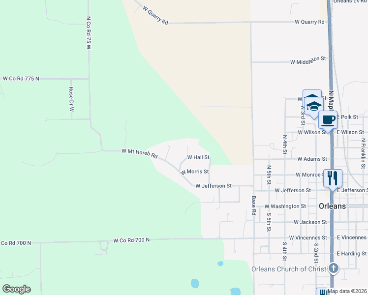 map of restaurants, bars, coffee shops, grocery stores, and more near 107 Oak Street in Orleans