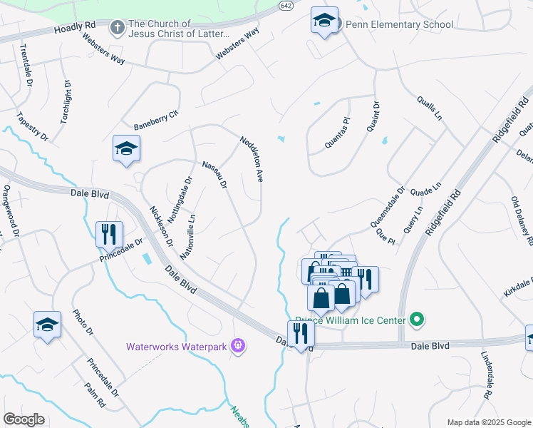 map of restaurants, bars, coffee shops, grocery stores, and more near 5544 Neddleton Avenue in Woodbridge