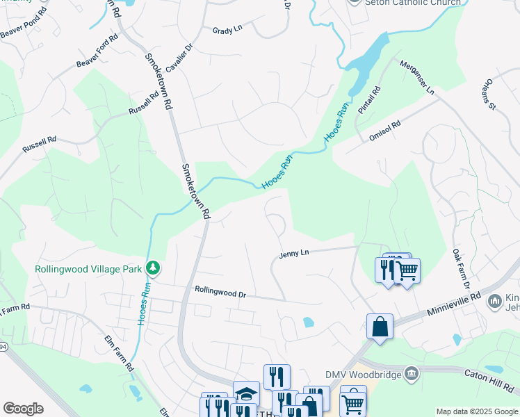 map of restaurants, bars, coffee shops, grocery stores, and more near 13424 Christopher Place in Woodbridge