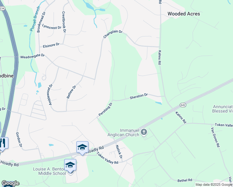 map of restaurants, bars, coffee shops, grocery stores, and more near 13081 Pershing Drive in Manassas
