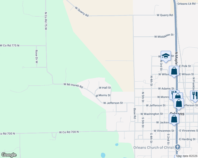 map of restaurants, bars, coffee shops, grocery stores, and more near 107 Oak Street in Orleans